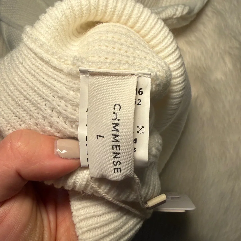 NWT‎ Commense Ivory Cable Knit Mock Neck Sweater Vest Cap Sleeve White Large